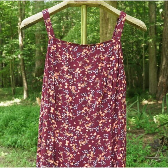Old Navy Burgundy Floral Long Midi Sundress - Picture 3 of 7